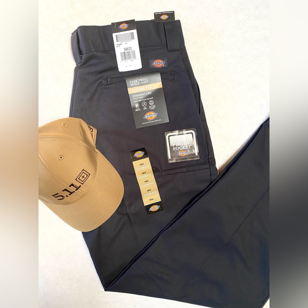 Dickies Flex Twill Straight Leg Loose Fit Black Pants - Picture 8 of 10